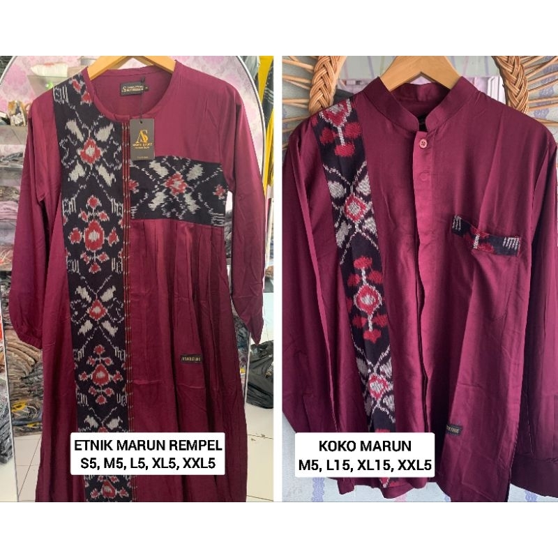 Couple Maroon Etnik Anjani Store (Ready Siap Kirim)