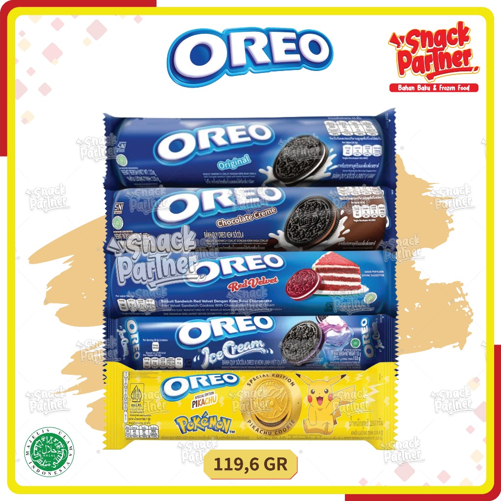 

OREO BISCUIT SANDWICH ±12 PCS / 119.6 GR - Biskuit Original Vanilla Vanila Chocolate Choco Coklat Red Velvet Strawbery Blueberry Creme