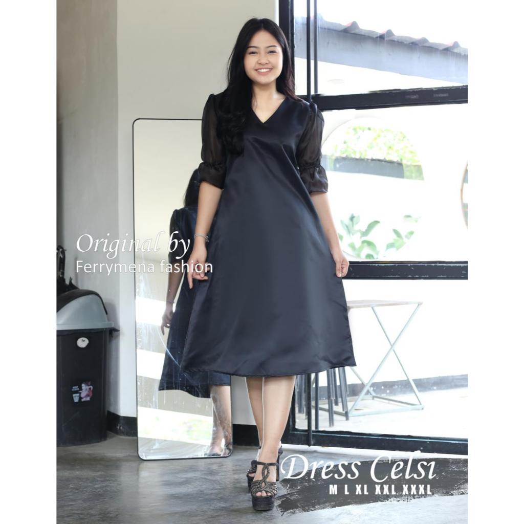 [COD] Dress Remaja Natal Warna Hitam Gaun Natal Remaja Kekinian Viral