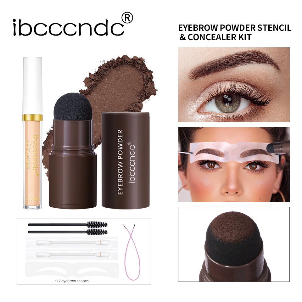 Sekarang Viral Ibcccndc 3 in 1 Eyebrow Stamp Cetakan Alis Instan Bedak Alis Powder