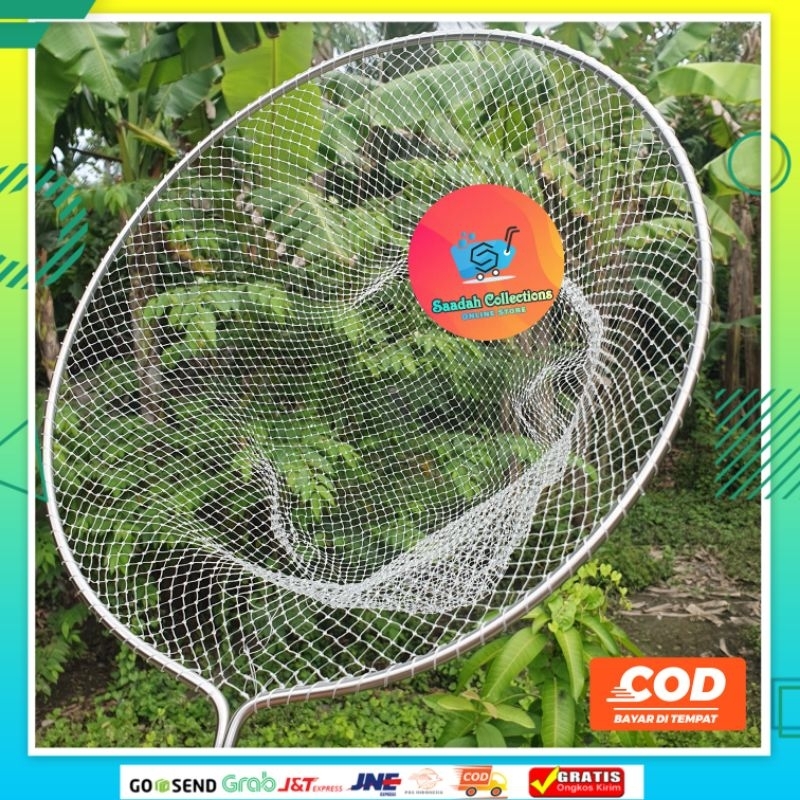 serok jaring pendek lubang kecil untuk nyetrum ikan di kali