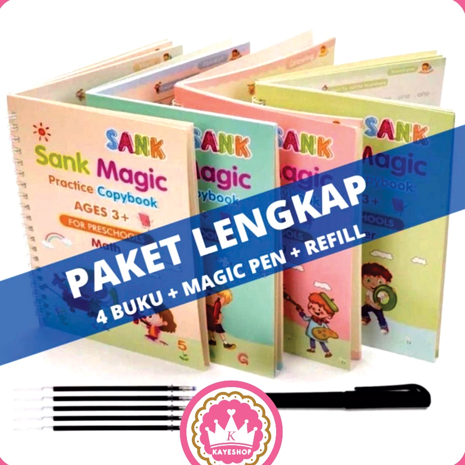 

Flash Update Sank Magic Book isi 4 Buku Pulpen Refill Buku Belajar Menulis Menggambar Edukasi Anak