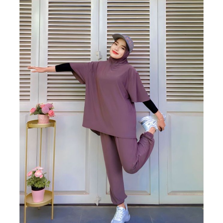 Spesial Bulan Ini  setelan olahraga muslimah set hijab olga set olga joger