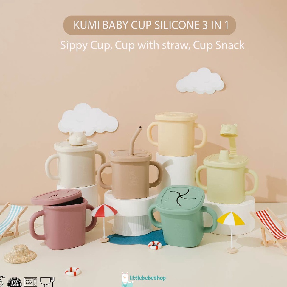 Grosir Irit Littlebebeshop Silicone Baby Cup Training 3 in 1 Sippy CupCup SnackCup with Straw 3ML