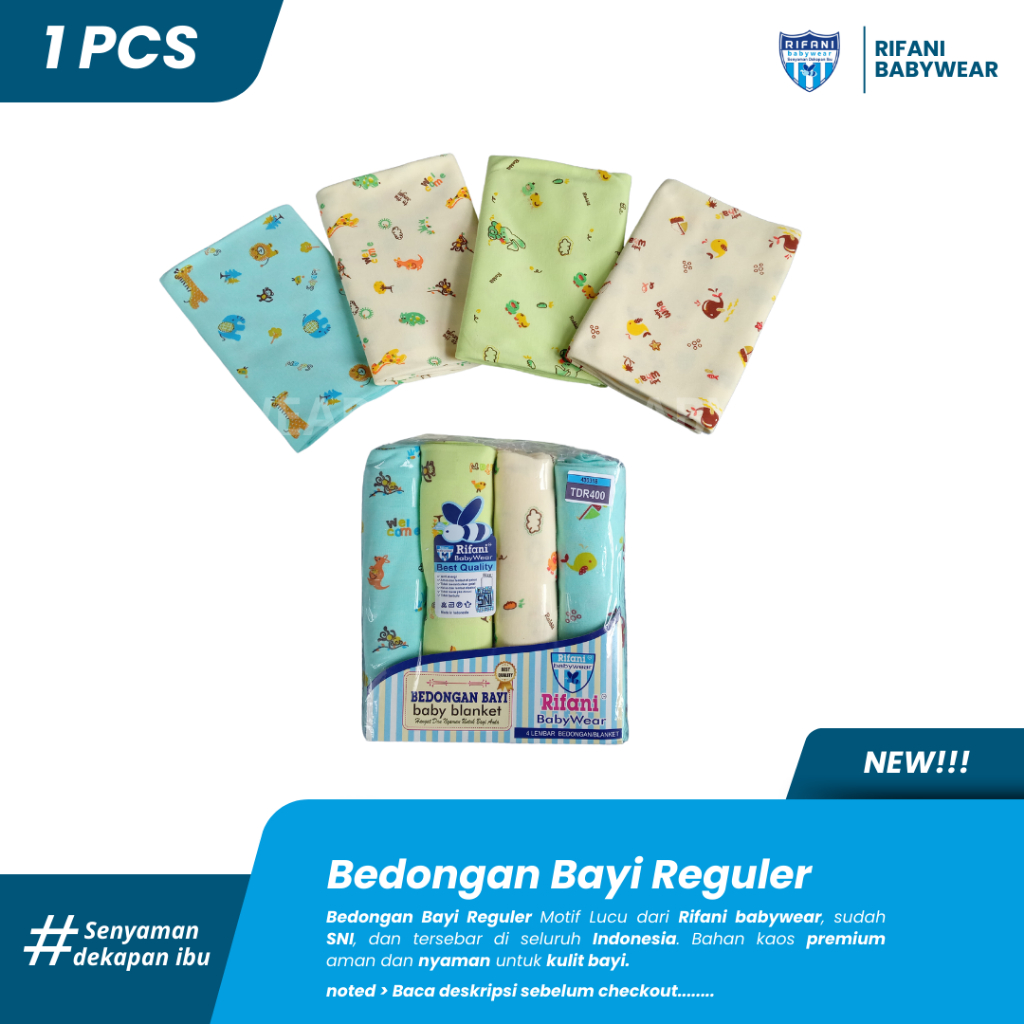 Bedongan/Pernel Bayi Lembut Newborn Dasar Warna Motif - Rifani Babywear