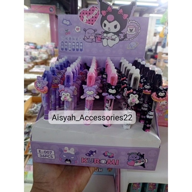

(isi 48pcs) Pulpen Cetek plus Penghapus / Pen tulis bisa di hapus Import Karakter kuromi