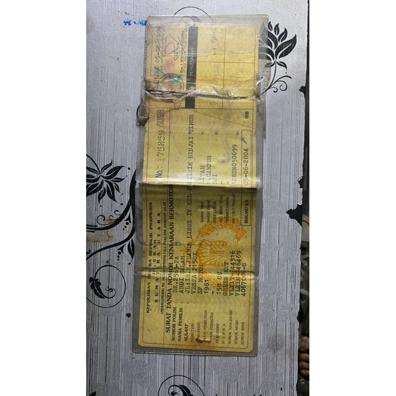 STNK Vespa PX Plat BK