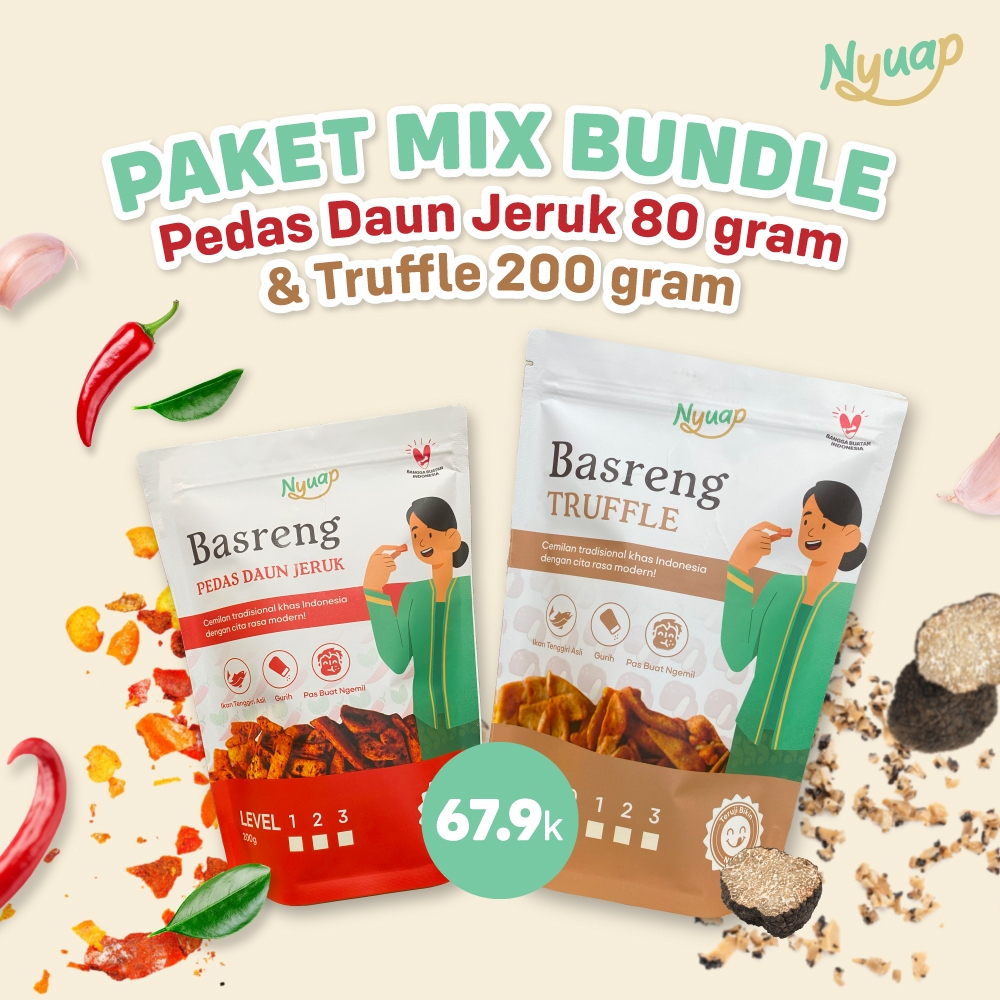 

Basreng Pedas Truffle 200 gram dan Pedas Daun Jeruk 80 gram Bundle