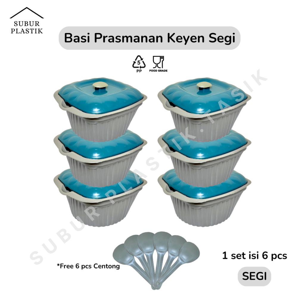 [6 pcs] Basi Prasmanan Segi Keyen Free Centong Wadah Sajian Bakul Plastik Serbaguna Berkat Hajatan