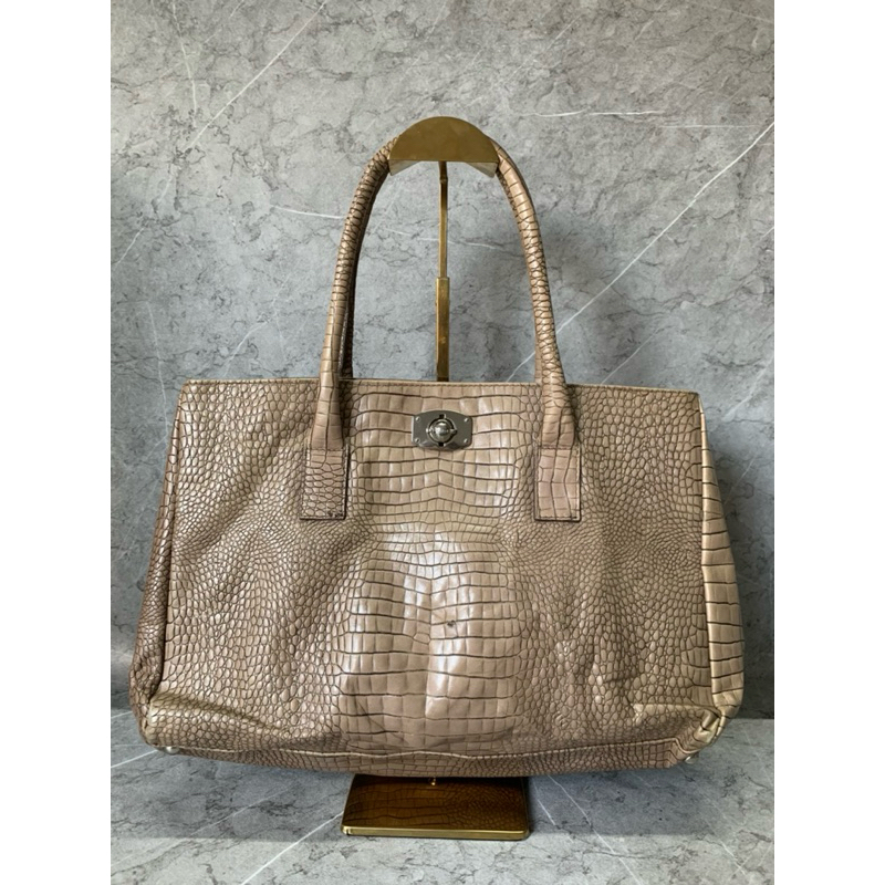FUrlaa tote / top handle bag  motif croco