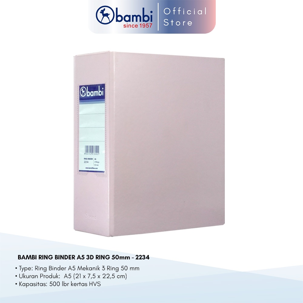 

Bambi Ring Binder A5 3 Ring Type D All Color Jumbo Size 50 mm Original