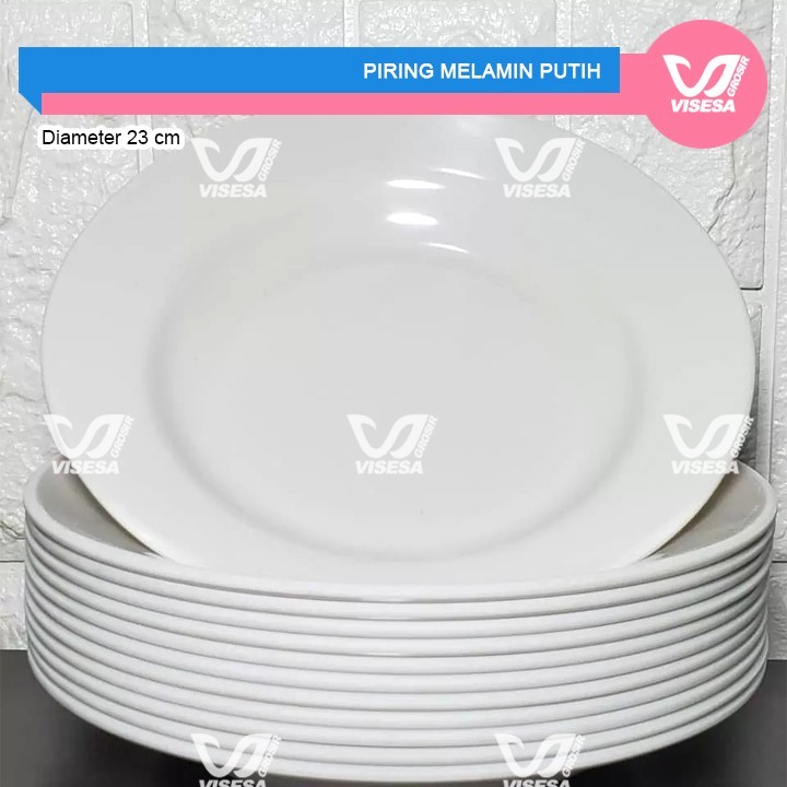 Piring melamin putih premium polos piring makan