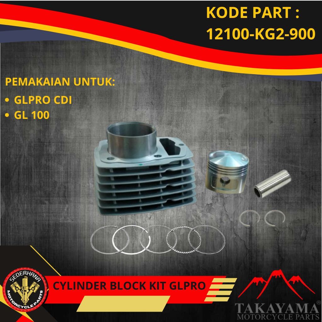 CYLINDER BLOCK BLOK SEHER KOMPLIT GL100 GL 100 GL PRO CDI GLPRO CDI TAKAYAMA