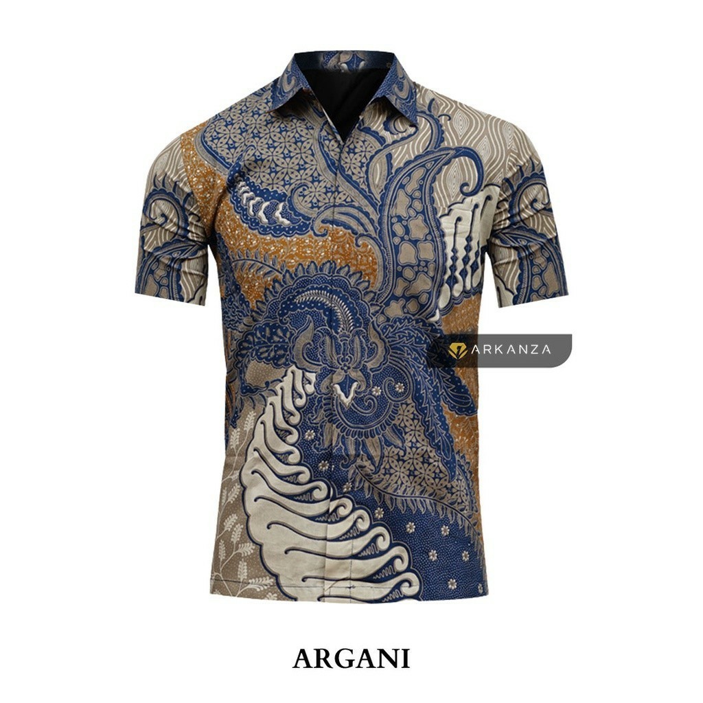 BATIK ARKANZA Motif Kemeja Batik Pria Slim Fit Modern Lapis Furing Motif Argani Arkanza