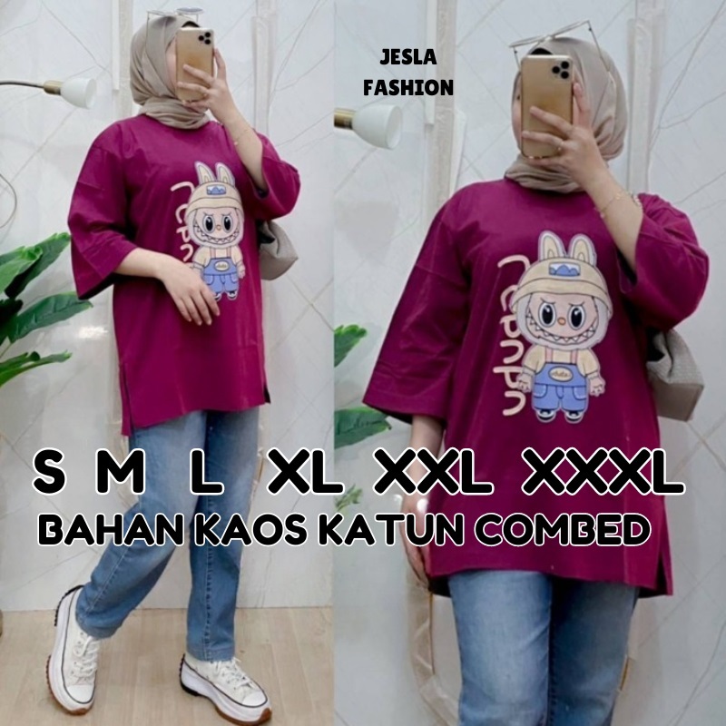 Blouse Oversize Wanita Labubu #5 Top BO Bahan Kaos Katun Combed 24s Aplikasi Sablon Size S M L XL XX