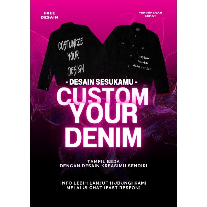 CUSTOM JAKET JEANS LUKIS  - DENIM LUKIS CUSTOM DESAIN GAMBAR & TULISAN SENDIRI JAKET JEANS LUKIS SMH