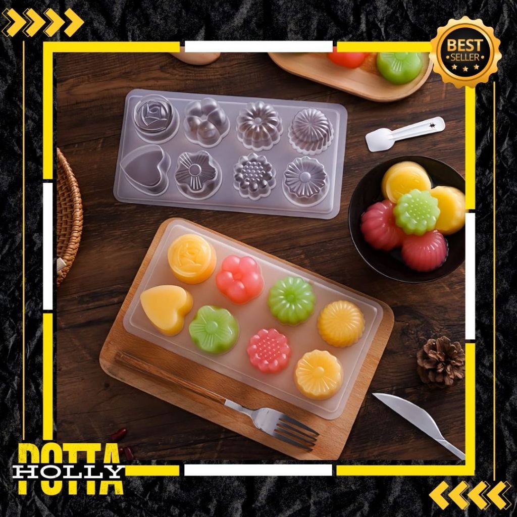 POTTAHOLLY Cetakan Puding Jelly Tart PP Food Grade Motif Lucu Tahan Panas / Cetakan Jelly Flora / Ce