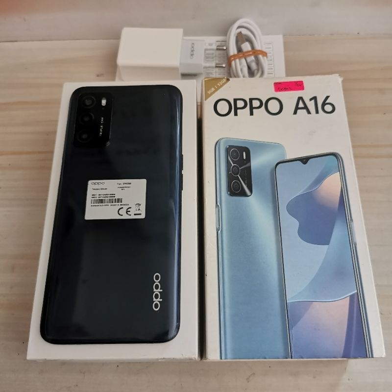 Oppo A16 ram 3GB 32GB Hitam Bekas - Fullset Resmi - second