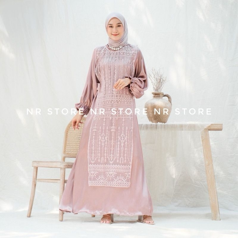 DRESS LUNA BROKAT+INNER| DRESS SET OUTER BROKAT LEPAS PASANG