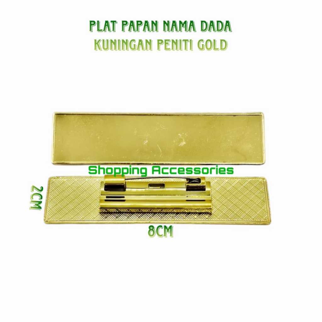 

Plat papan name tag kuningan peniti gold tebal-1pcs