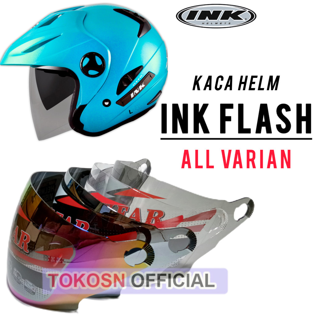 Kaca helm INK FLASH visor helmet ink flas pelangi silver hitam bening