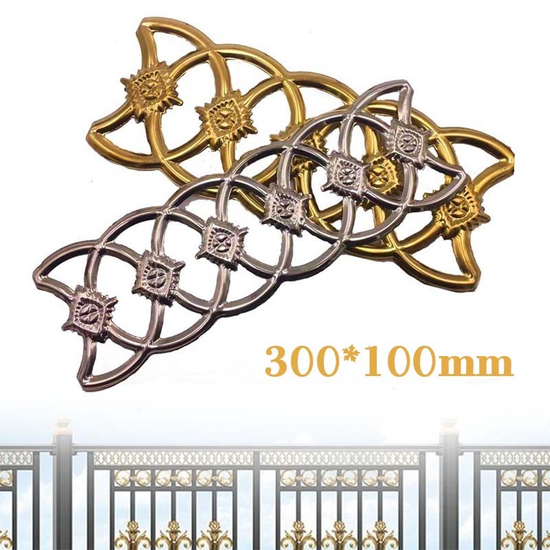100x300mm Ornamen Besi Pagar Hiasan Pagar Rumah Stainless Aksesoris Pagar Besi Bunga Bulat Sambung