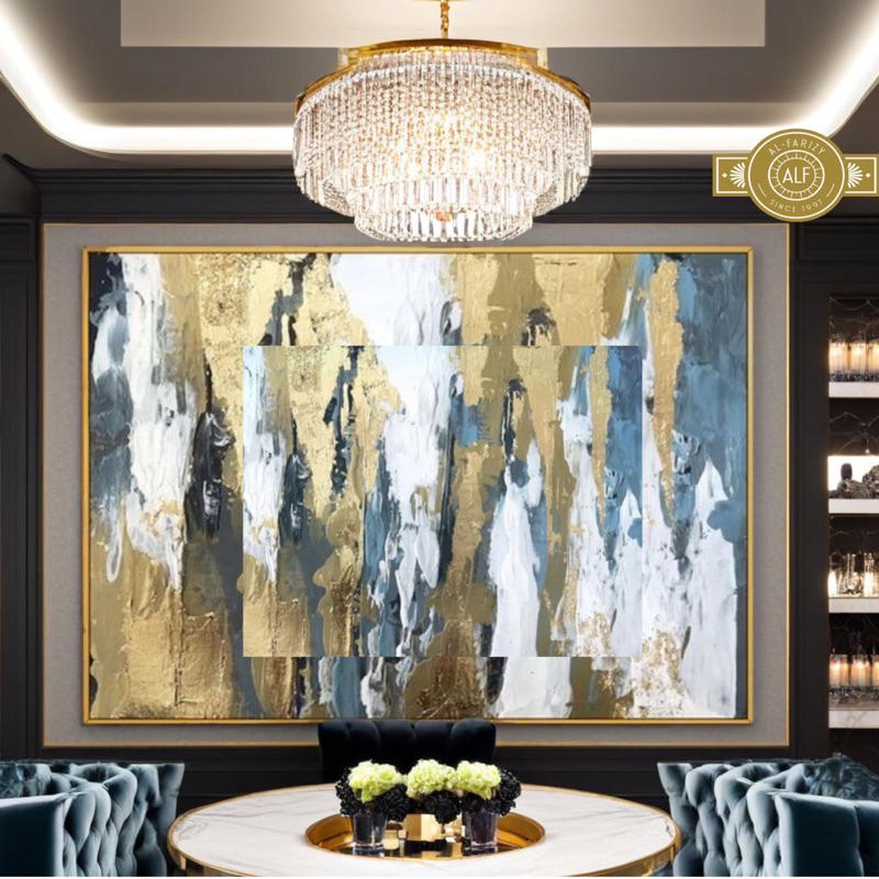 Lukisan Abstrak Gold Modern Hiasan Dinding Dekorasi Dinding Lukisan Aesthetic Lukisan Unik