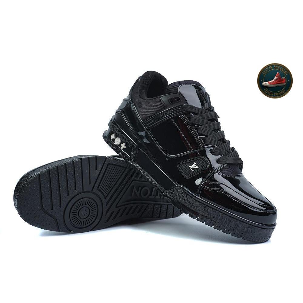 SEPATU SNEAKERS LV LEATHER TRIPLE BLACK