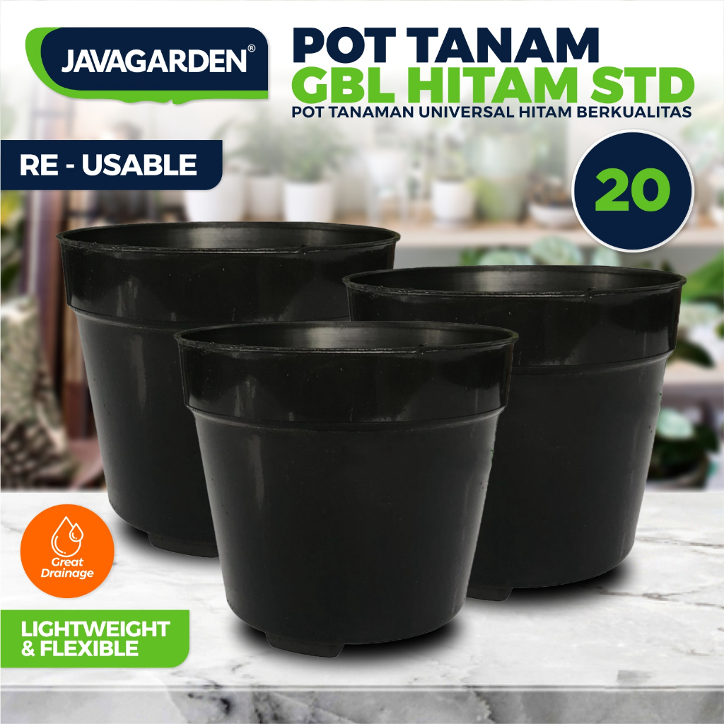 Javagarden - Pot GBL 20 Hitam - Pot Kecil 8cm Pot Bibit Tanaman Bunga Hias