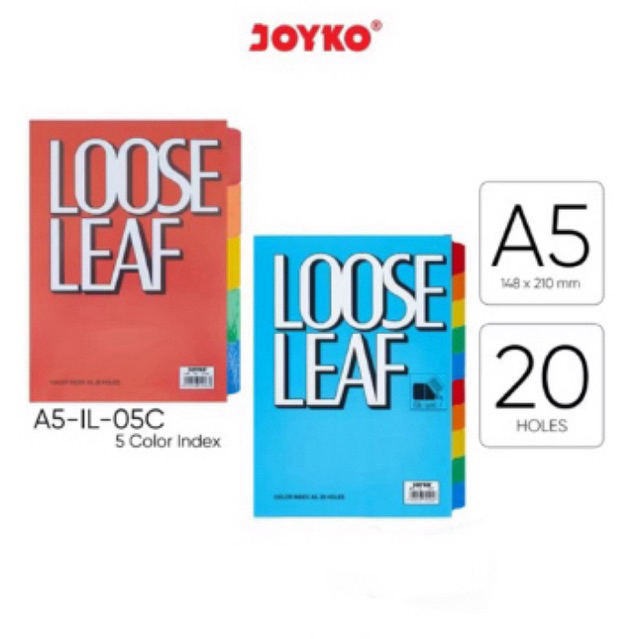 

A5-IL-05C Color Index Kertas Binder Loose Leaf isi 5 Lembar / Pembatas Kertas Binder Joyko A5 5 Color