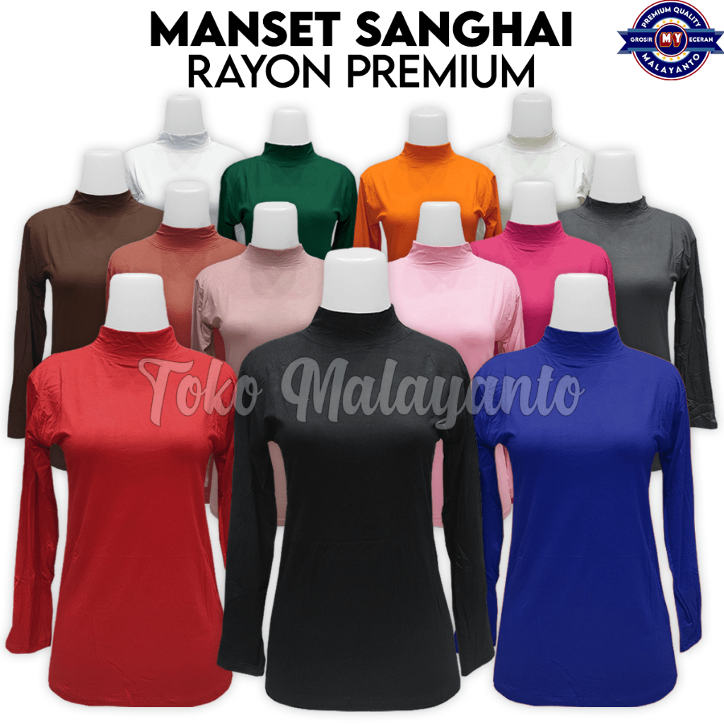 Baju Manset Lengan Panjang Wanita Kerah Shanghai Turtle Neck Polos Dalaman Perempuan Hitam Putih War