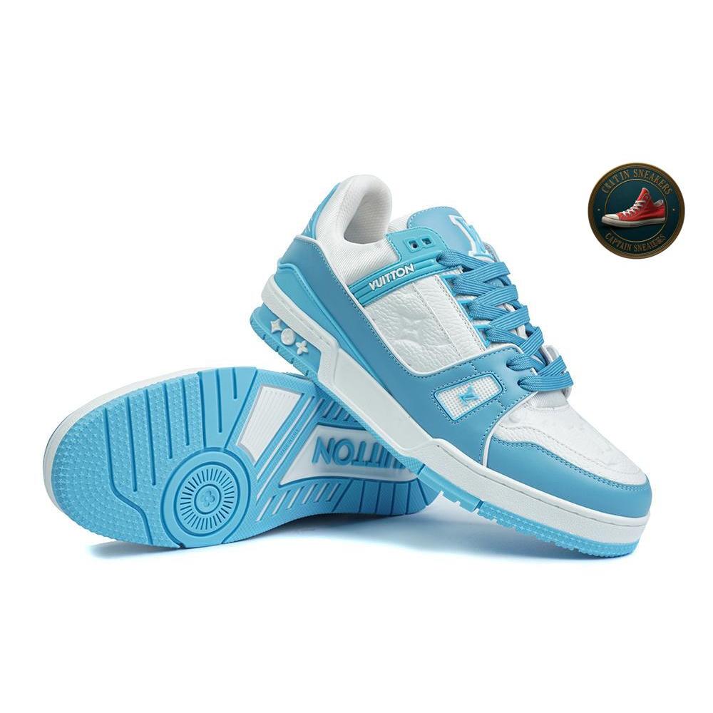 SEPATU SNEAKERS LV TRAINER DENIM LIGHT BLUE