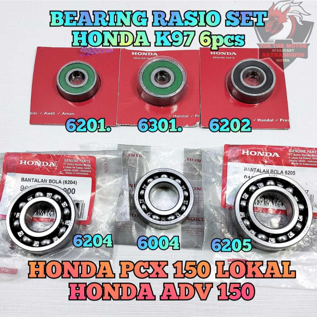Bearing Rasio Set K97 Asli Original Motor Honda PCX 150 LOKAL , ADV 150 Isi 6pcs 6201 , 6301 , 6202 