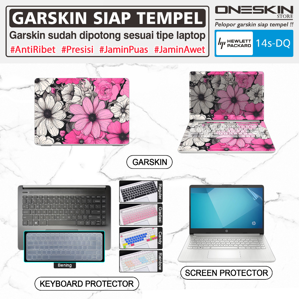 Precut Garskin Sticker Laptop Perfect Fit Pelindung Screen Keyboard Protector Kompatibel untuk HP 14