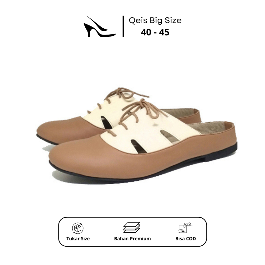 BIG SIZE -  Sandal Wanita Flat Shoes Slipon Ukuran 40 41 42 43 44 45