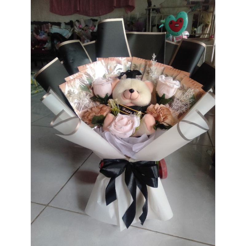 buket boneka hitam putih mix