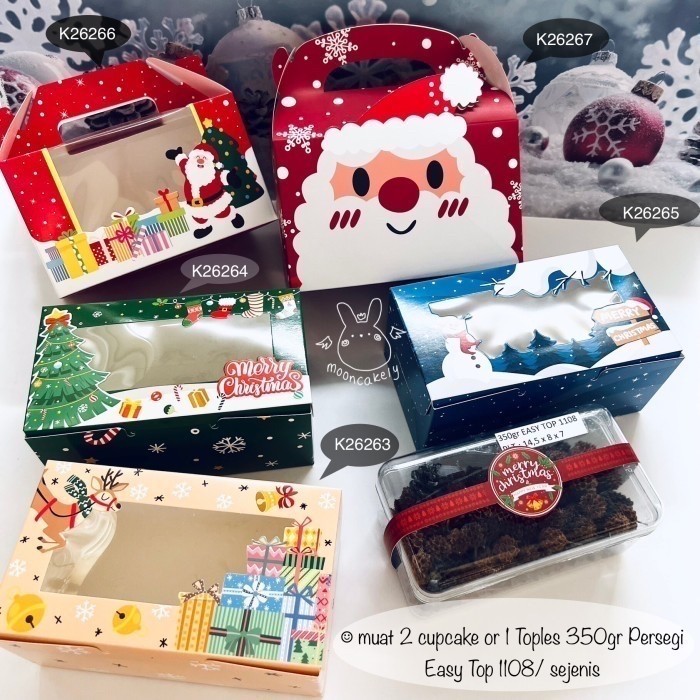 

(5pcs) Kotak Natal K2626 dus Toples| Cupcake Christmas Box