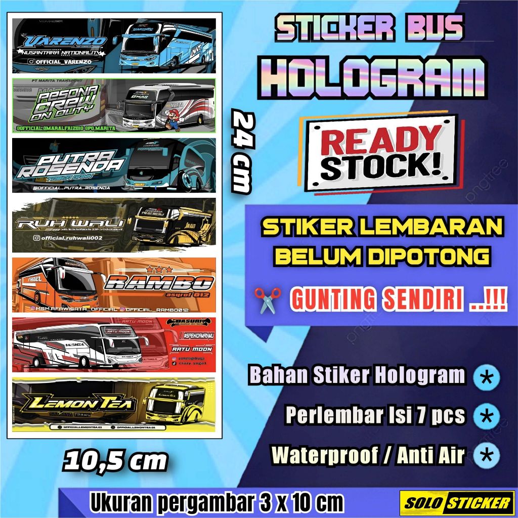 

Stiker Bus Panjang Hologram Lembaran Isi 7pc