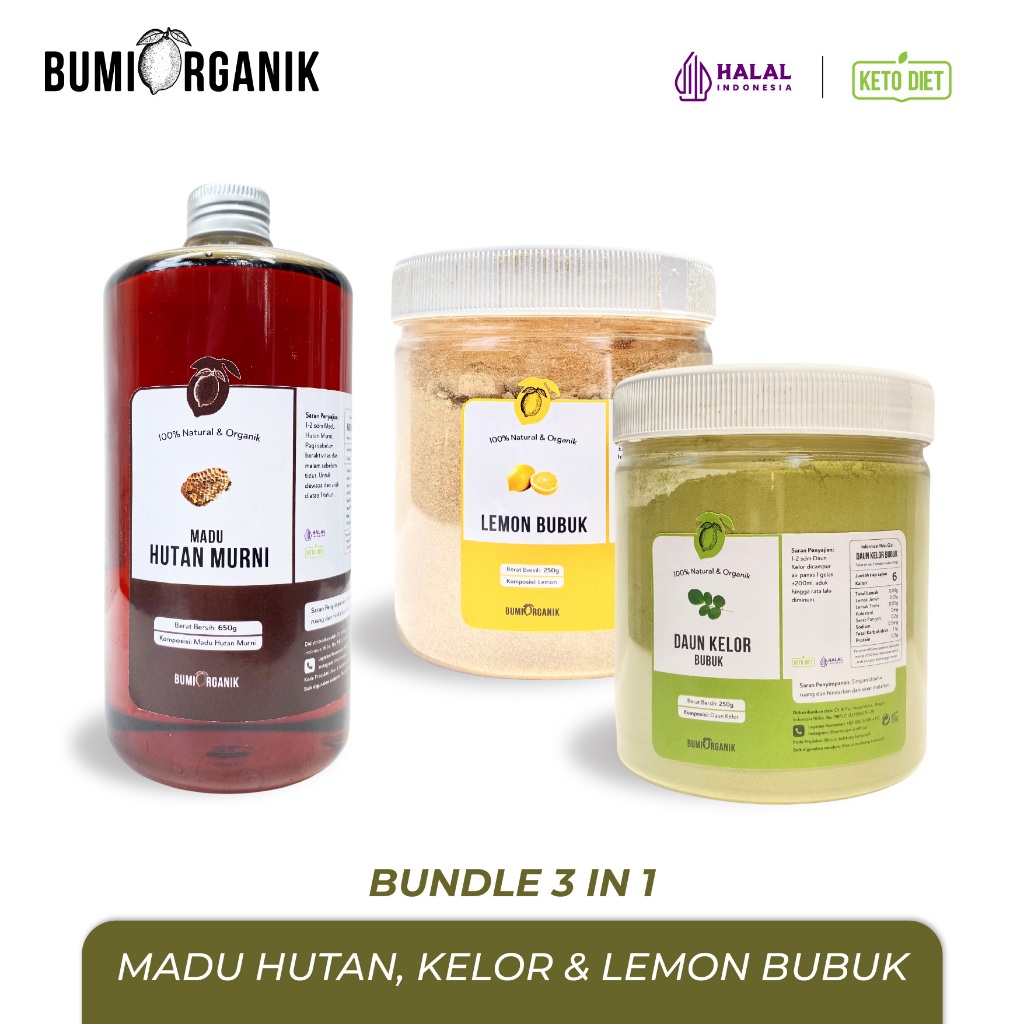 

Bumi Organik - Paket Bundling Madu Hutan Lemon Bubuk & Kelor Bubuk