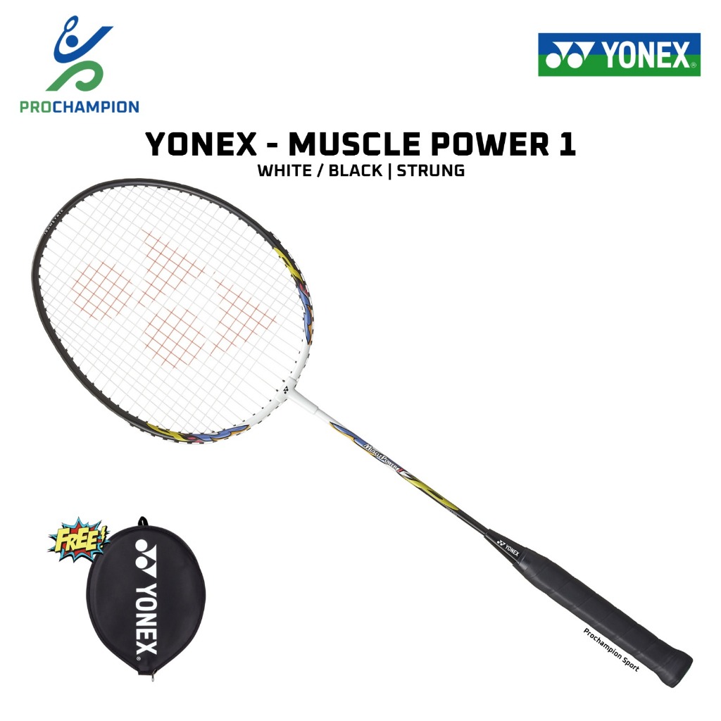 New  Raket Badminton Yonex Muscle Power 1 MP1 White Balck