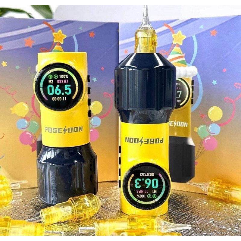 MESIN TATTOO POSEIDON LUCIUS YELLOW WIRELESS | ROTARY PEN TATTOO | TATTOO MACHINE POSEIDON | POSEIDO