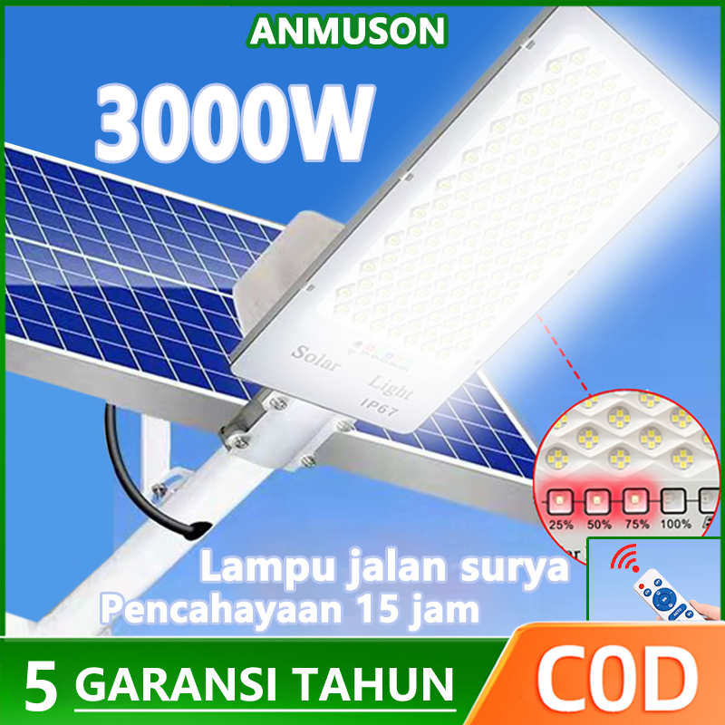 3000W lampu tenaga surya lampu jalan tenaga surya lampu jalan tenaga surya otomatis lampu solar cell