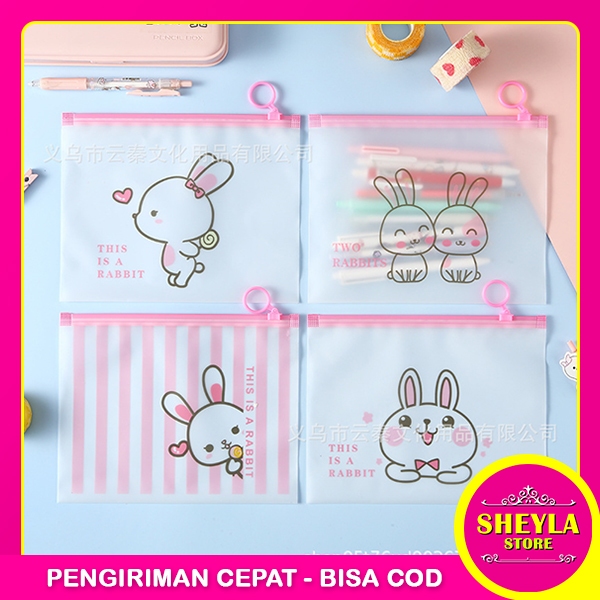 

Zipper Transparan Rabbit Girl Ziplock Sakura / Zipper Tas Tempat Serbaguna Alat Tulis Kosmetik / TV-19