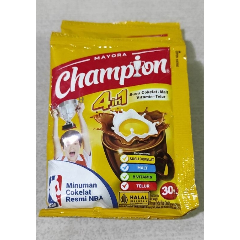 

Champion 4in1 Mayora 11 sachet Minuman Coklat Bubuk renteng renceng 11x30gr