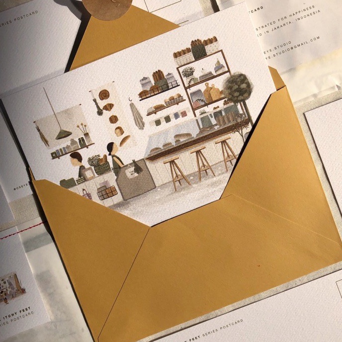 

Kilat The Itchy Feet Postcard with Mustard Envelope