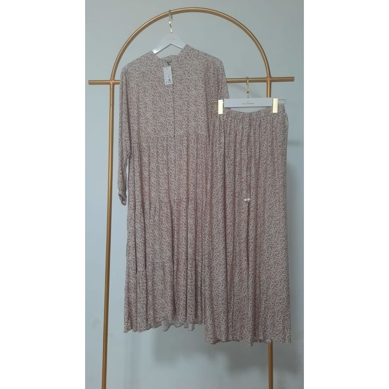 Frendi collection | Set tunik celana motif bunga, one set tunik celana panjang, setelan baju muslim 