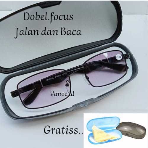 Kacamata Baca Plus 3 in 1 Bisa Baca Dan Jalan + Anti Silau Warna Gradient Kaca Mata Plus Double Foku