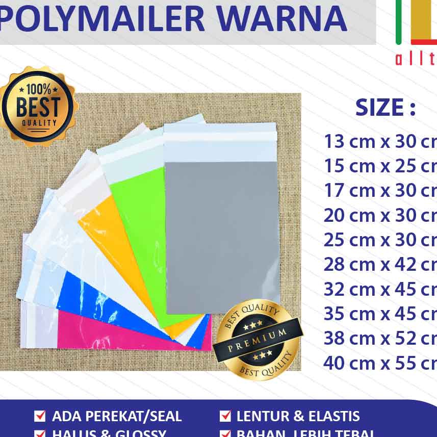 

KF7 Polymailer kantong kemasan amplop plastik tebal 13X3 WARNA PREMIUM 1 PCS GLOSSY mewah elegan