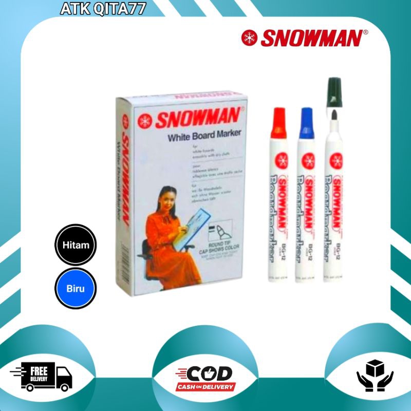 

12 pcs Spidol Papan Tulis / Spidol Snowman White Board (Bisa Di Hapus BG-12)