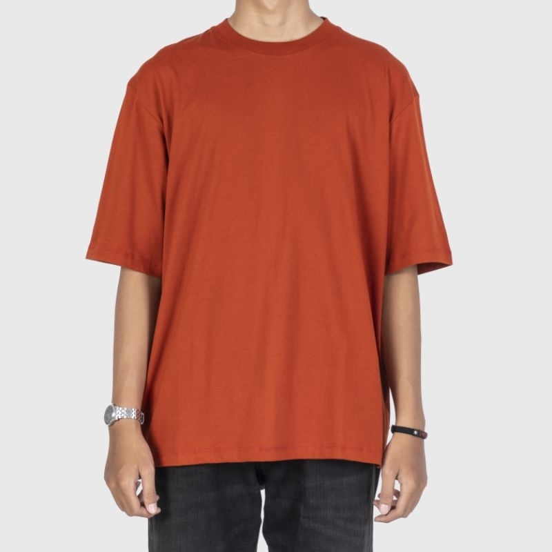 Kaos polos oversize combed 24s distro 100% cotton lembut , Merah Bata
